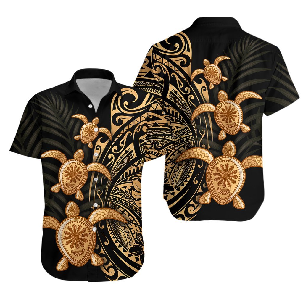 Polynesian Turtle Hawaiian Shirt Honu Family Gold LT4