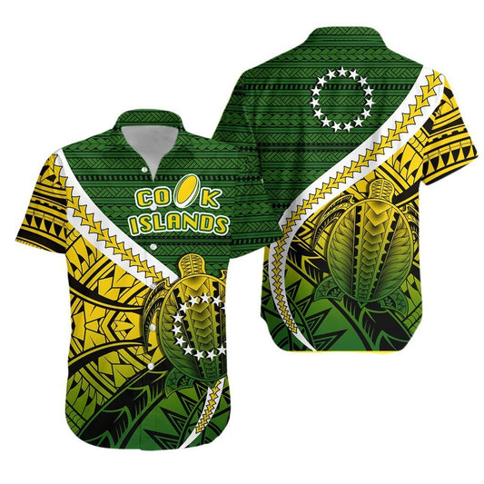 Cook Islands Hawaiian Shirt Style Turtle Rugby