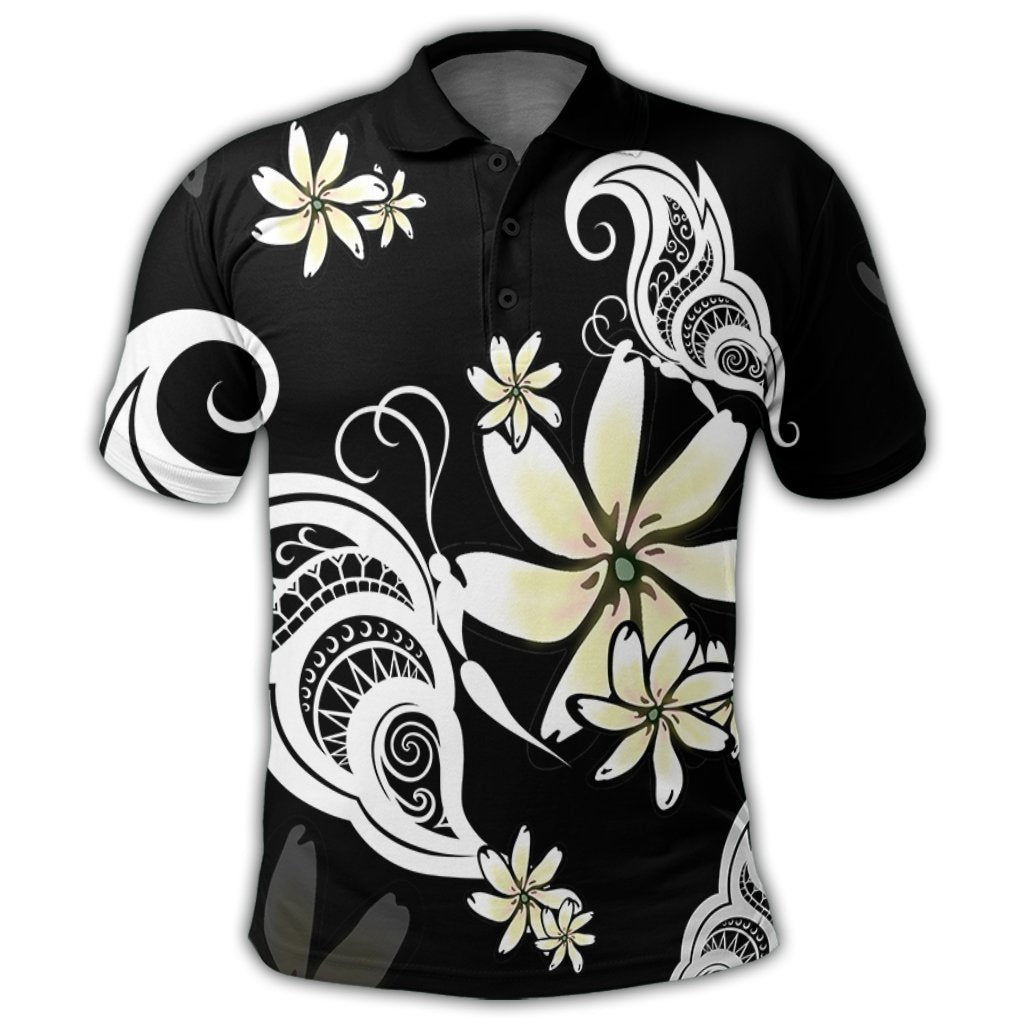 Hawaiian Butterfly Plumeria Polynesian Polo Shirt - AH