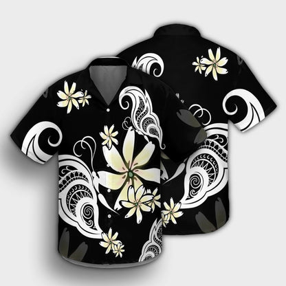 Hawaiian Butterfly Plumeria Polynesian Hawaiian Shirt - AH