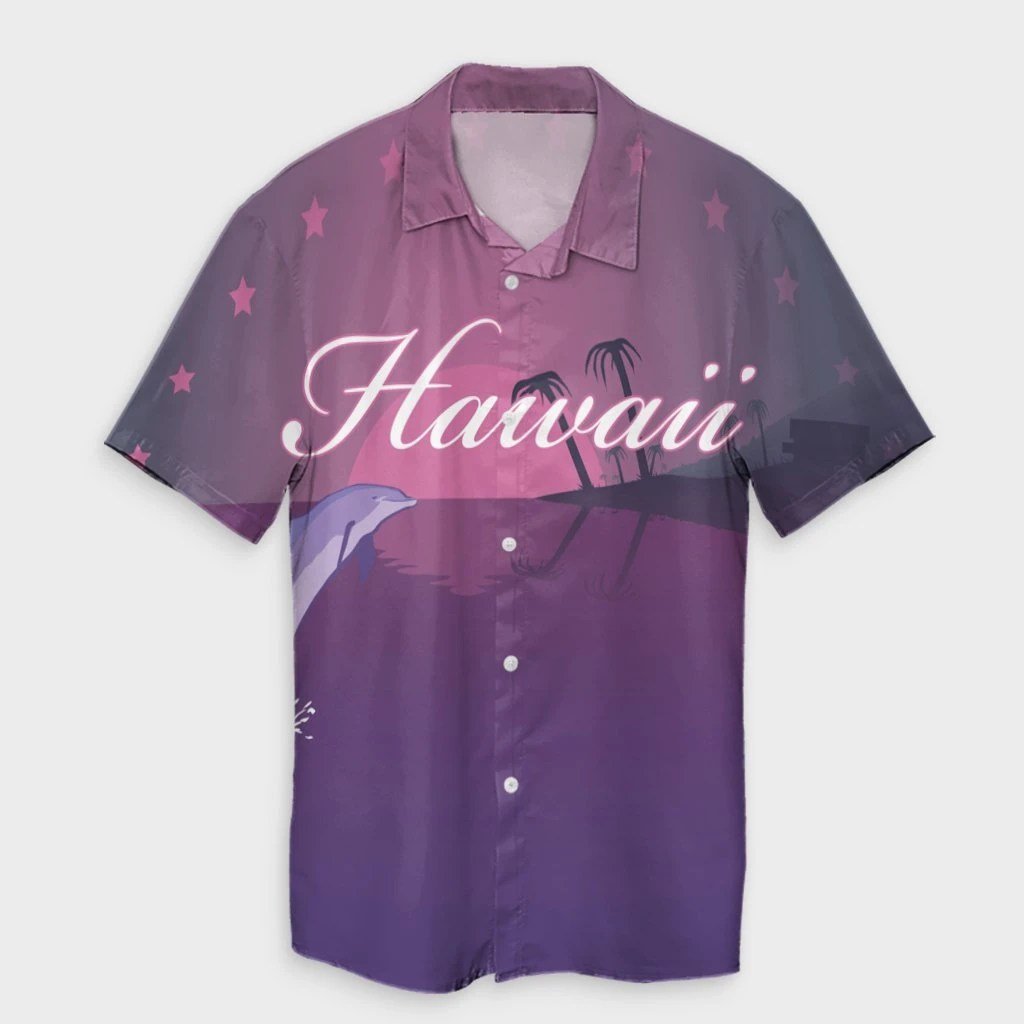 Hawaiian Dolphin Violet Polynesian Hawaiian Shirt  