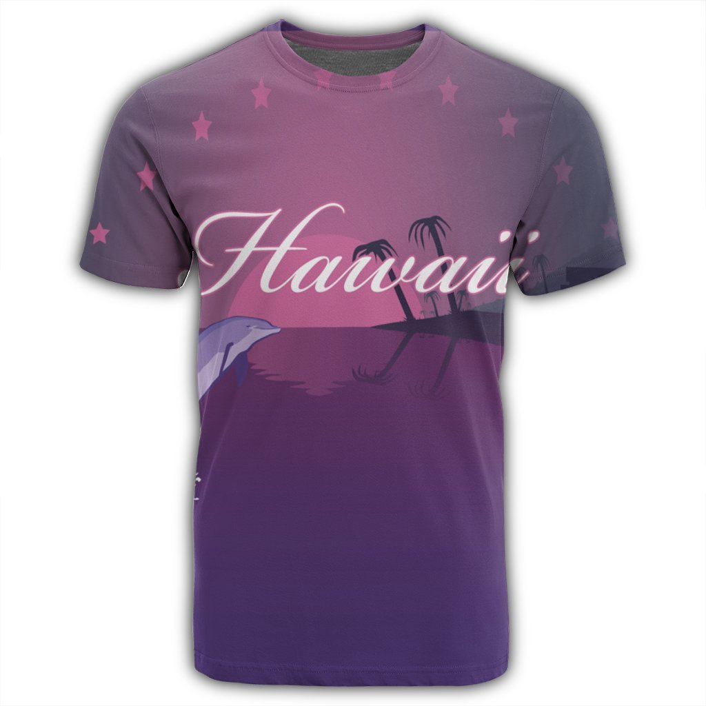 Hawaiian Dolphin Violet Polynesian T-Shirt - AH