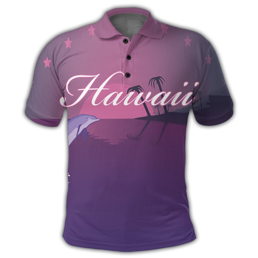 Hawaiian Dolphin Violet Polynesian Polo Shirt - AH