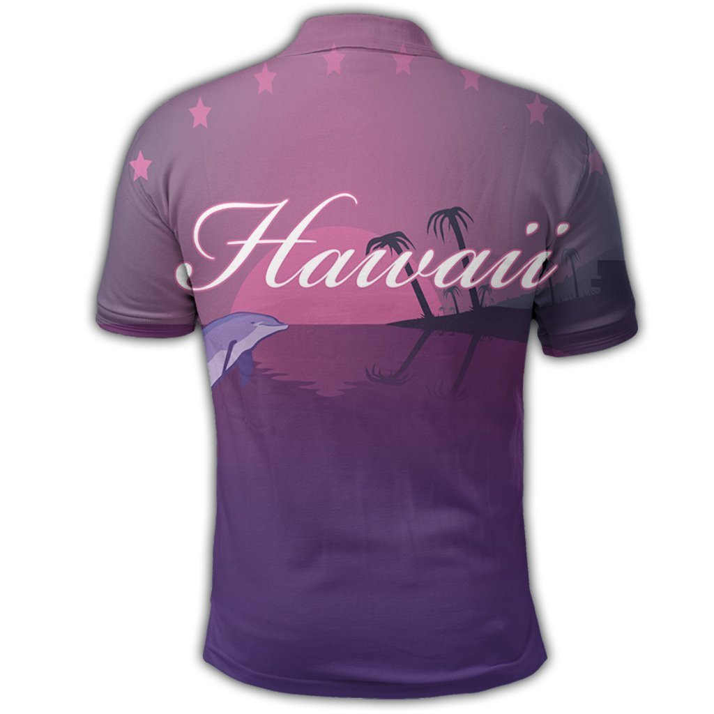 Hawaiian Dolphin Violet Polynesian Polo Shirt - AH