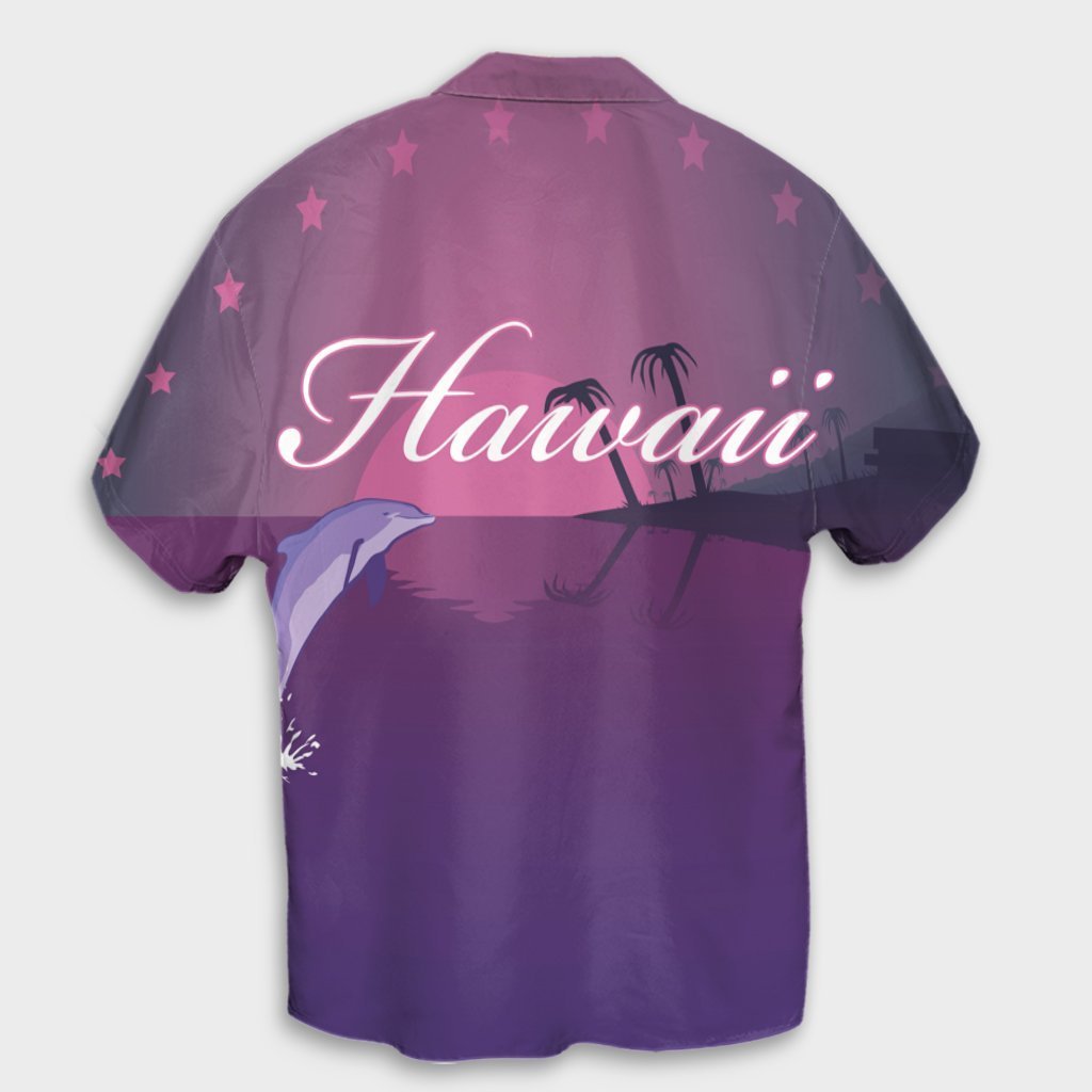 Hawaiian Dolphin Violet Polynesian Hawaiian Shirt - AH