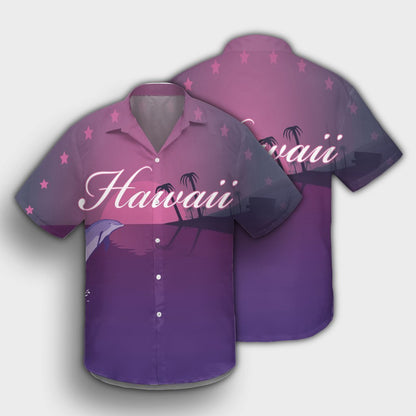 Hawaiian Dolphin Violet Polynesian Hawaiian Shirt - AH