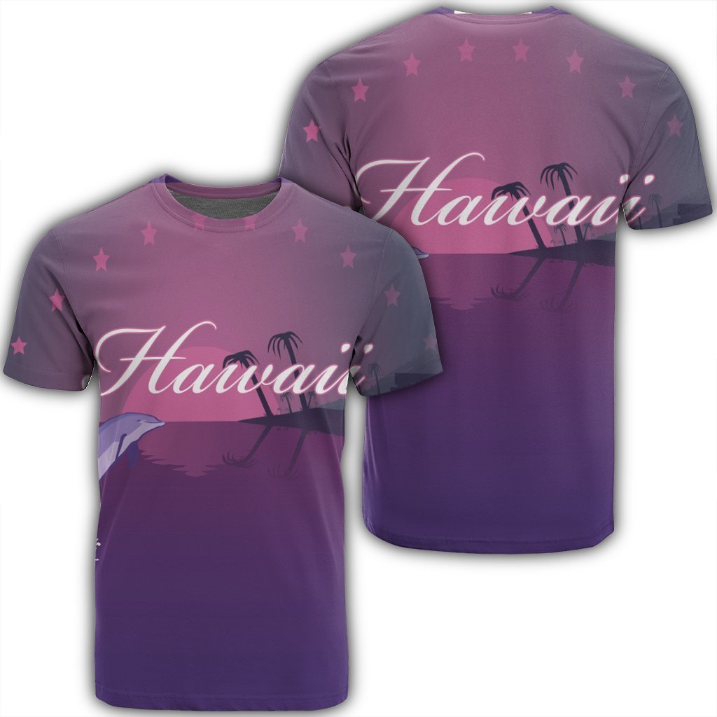 Hawaiian Dolphin Violet Polynesian T-Shirt - AH