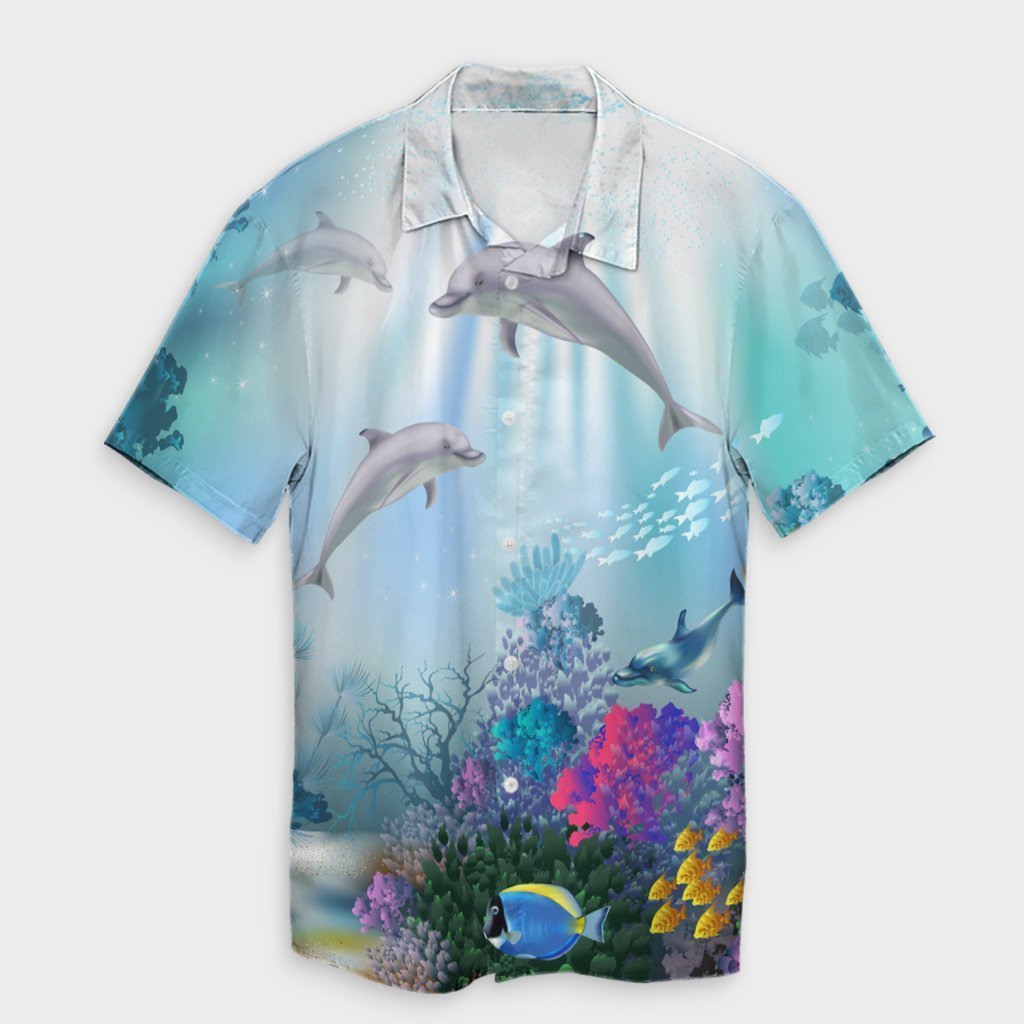 Hawaiian Dolphins Play The Ocean Polynesian Hawaiian Shirt - AH