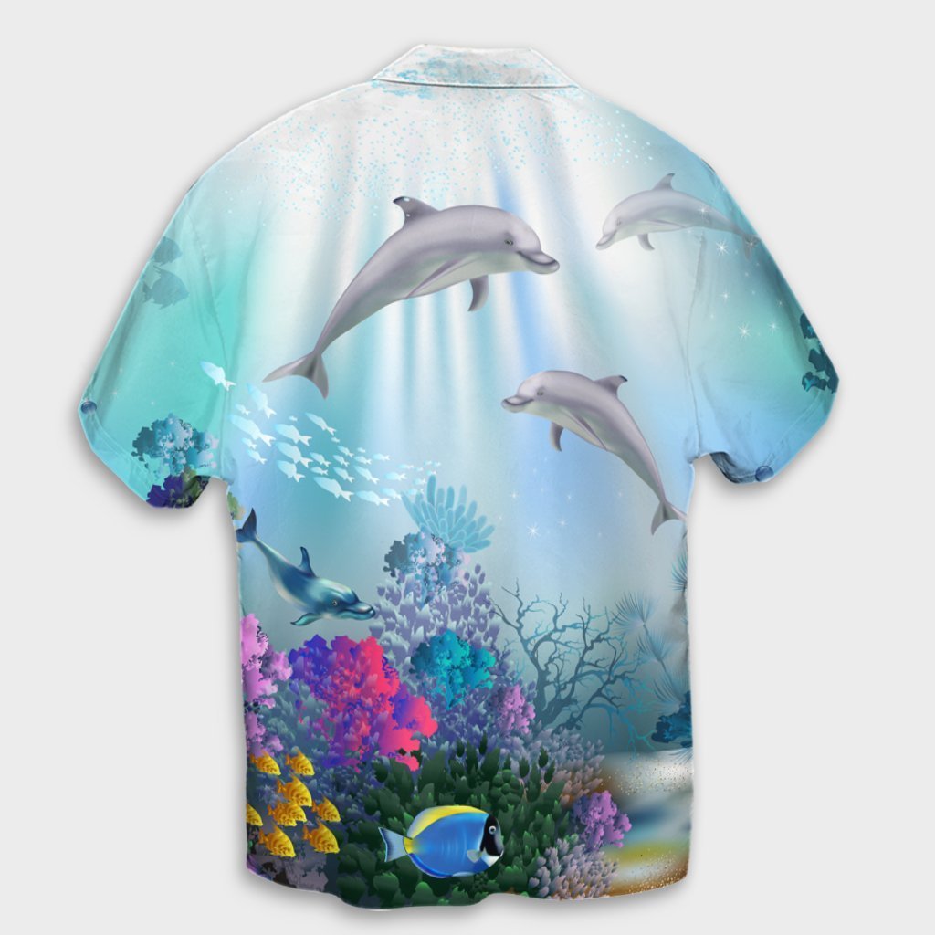 Hawaiian Dolphins Play The Ocean Polynesian Hawaiian Shirt - AH