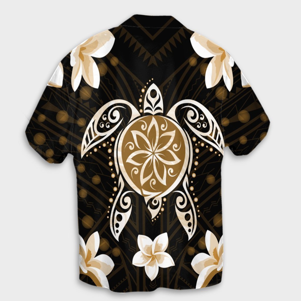 Hawaiian Gold Turtle Plumeria Hawaiian Shirt AH