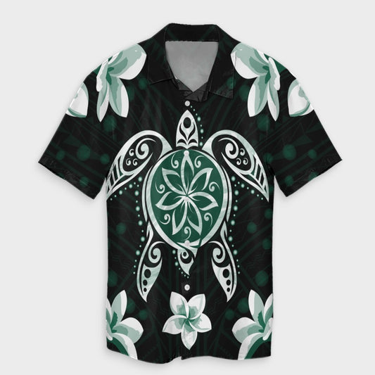 Hawaiian Greenie Turtle Plumeria Hawaiian Shirt AH