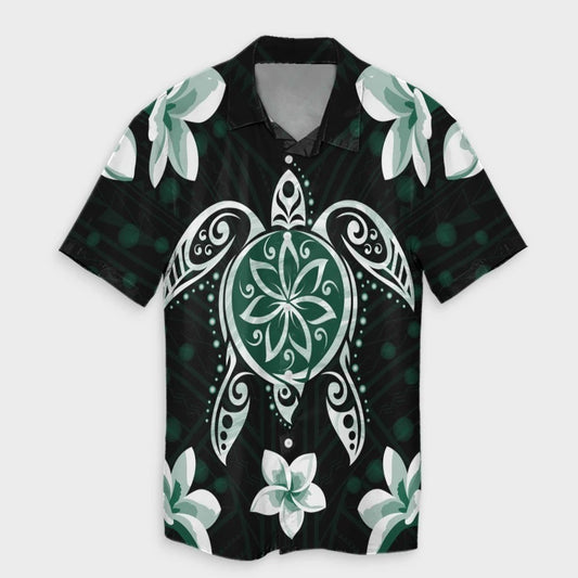 Hawaiian Greenie Turtle Plumeria Hawaiian Shirt 