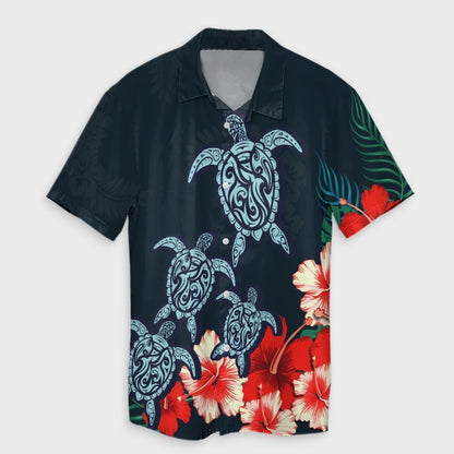 Hawaiian Hibiscus And Turtle Polynesian Hawaiian Shirt - AH