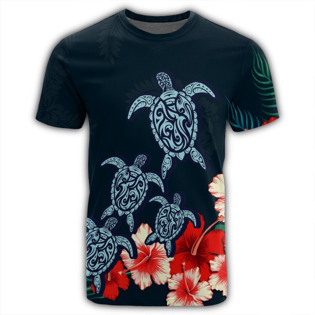 Hawaiian Hibiscus And Turtle Polynesian T-Shirt - AH