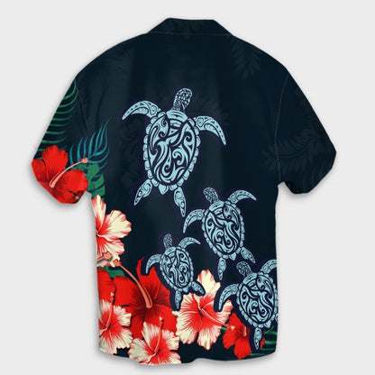 Hawaiian Hibiscus And Turtle Polynesian Hawaiian Shirt - AH