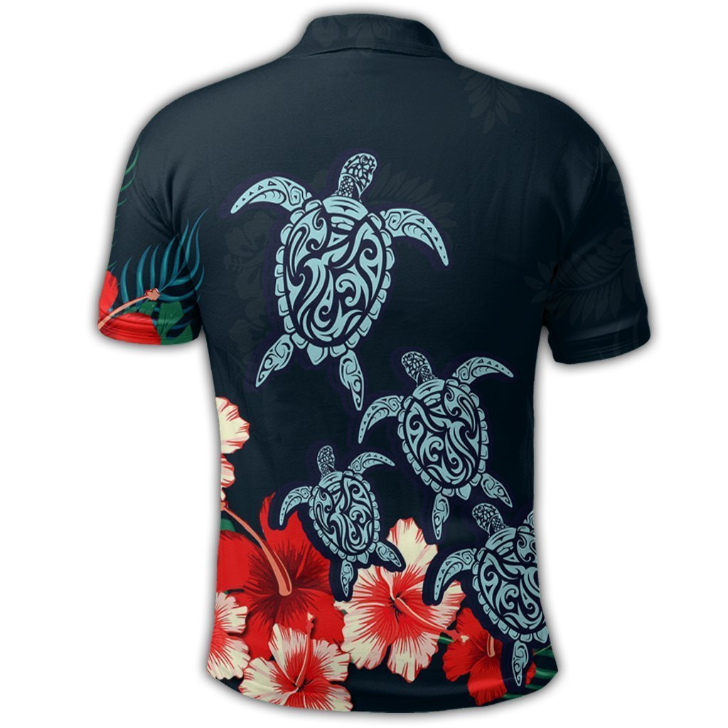 Hawaiian Hibiscus And Turtle Polynesian Polo Shirt - AH