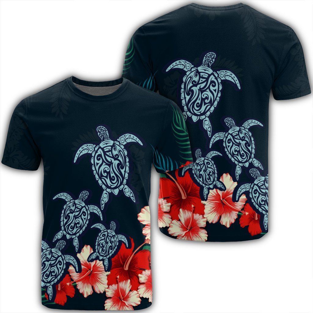 Hawaiian Hibiscus And Turtle Polynesian T-Shirt - AH