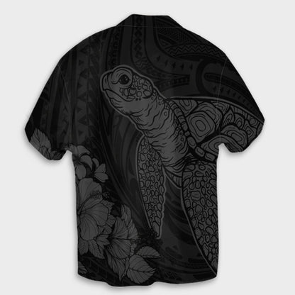 Hawaiian Hibiscus Memory Turtle Polynesian Hawaiian Shirt Gray - AH