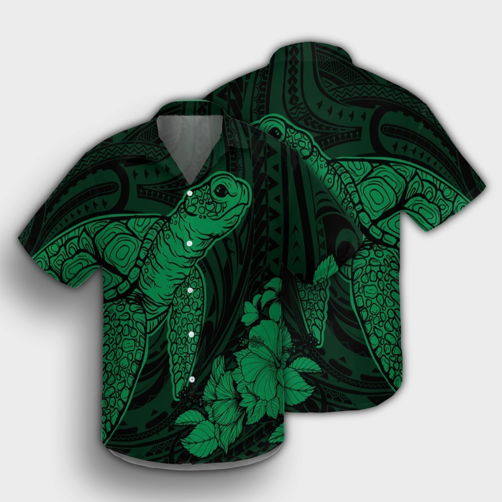 Hawaiian Hibiscus Memory Turtle Polynesian Hawaiian Shirt Green - AH