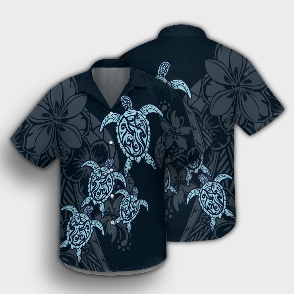 Hawaiian Hibiscus Plumeria Sea Turtle Polynesian Hawaiian Shirt - AH