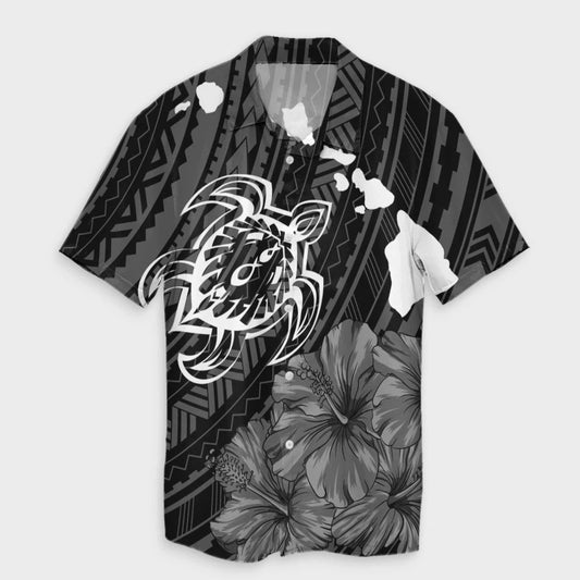 Hawaiian Hibiscus Sea Turtle Swim Polynesian Hawaiian Shirt  