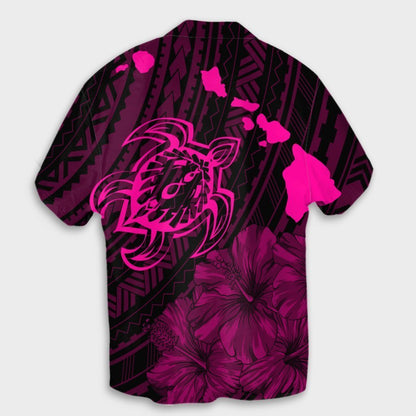 Hawaiian Hibiscus Sea Turtle Swim Polynesian Hawaiian Shirt - Pink - AH