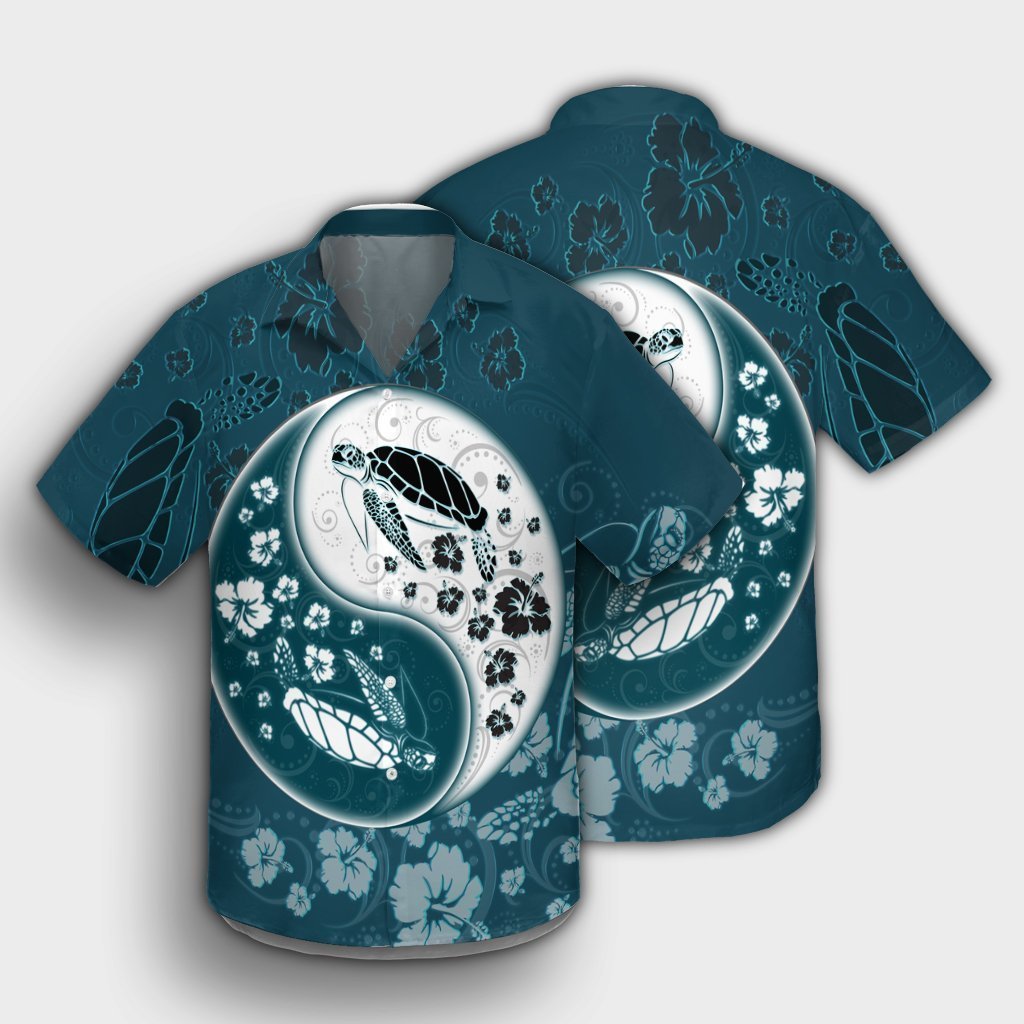 Hawaiian Hibiscus Turtle Polynesian Hawaiian Shirt YinYang Style - AH