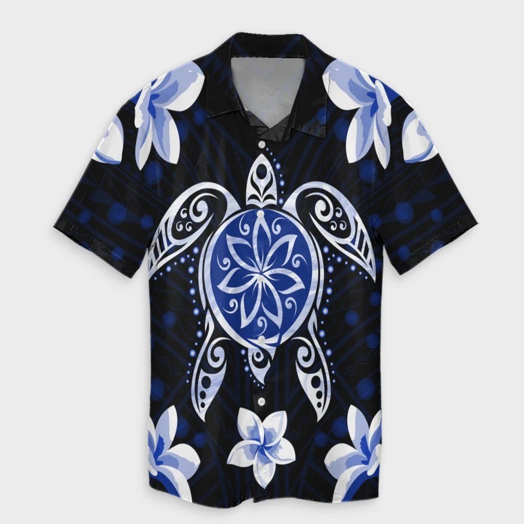 Hawaiian Icon Blue Turtle Plumeria Hawaiian Shirt 