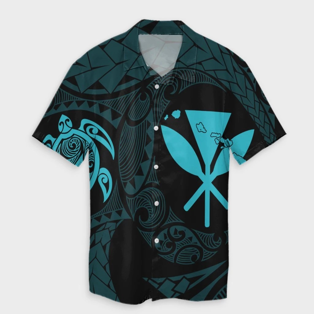 Hawaiian Kanaka Turtle Polynesian Hawaiian Shirt Blue 