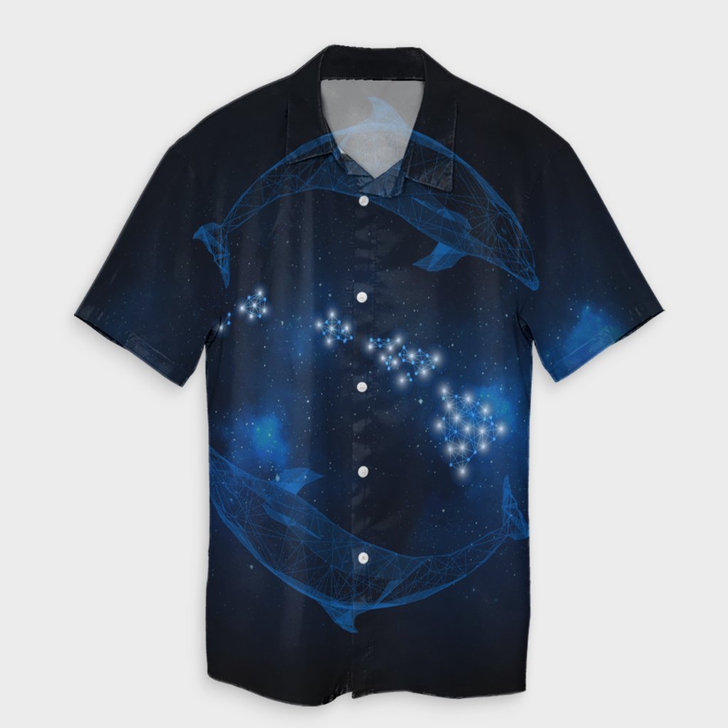 Hawaiian Map Galaxy Zodiac Dolphin Polynesian Hawaiian Shirt - AH