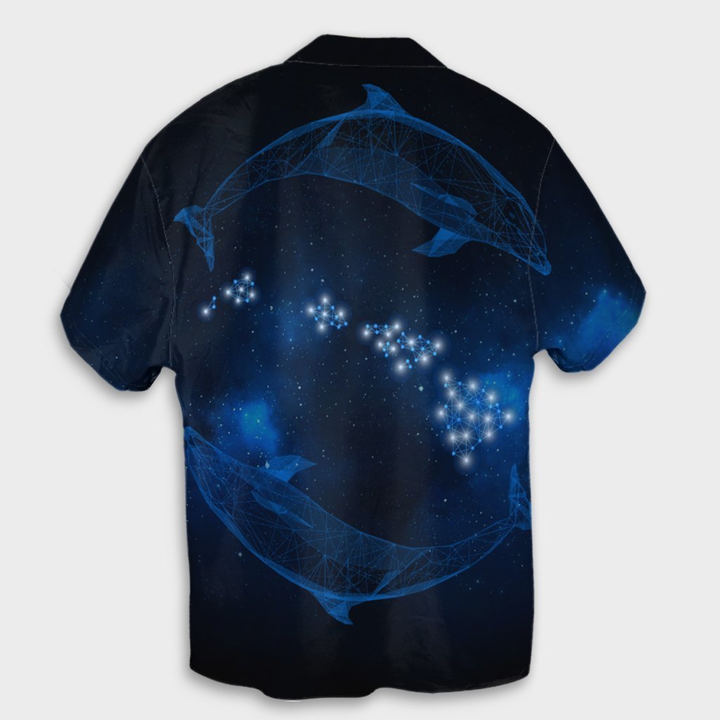 Hawaiian Map Galaxy Zodiac Dolphin Polynesian Hawaiian Shirt - AH