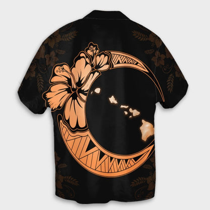 Hawaiian Map Hibiscus Turtle Polynesian Moon Hawaiian Shirt Orange - AH