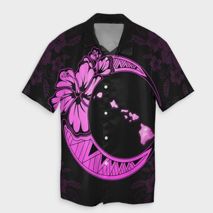 Hawaiian Map Hibiscus Turtle Polynesian Moon Hawaiian Shirt Pink - AH