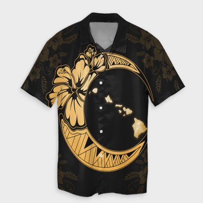 Hawaiian Map Hibiscus Turtle Polynesian Moon Hawaiian Shirt Yellow - AH