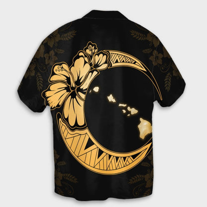 Hawaiian Map Hibiscus Turtle Polynesian Moon Hawaiian Shirt Yellow - AH