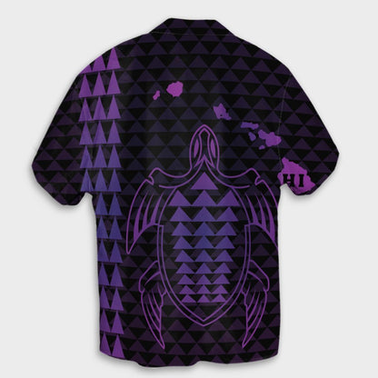 Hawaiian Map Kakau Turtle Polynesian Hawaiian Shirt - Purple - AH