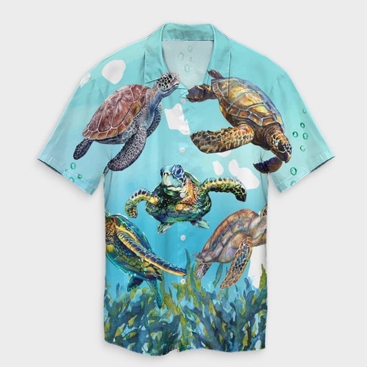 Hawaiian Map Sea Turtles Ocean Polynesian Hawaiian Shirt - AH