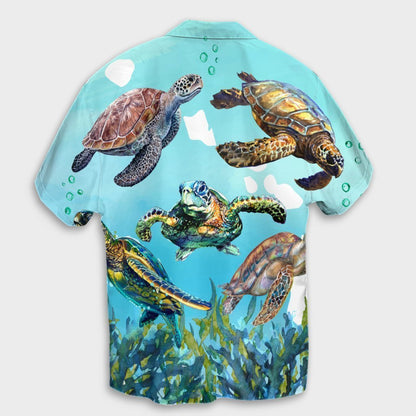 Hawaiian Map Sea Turtles Ocean Polynesian Hawaiian Shirt - AH