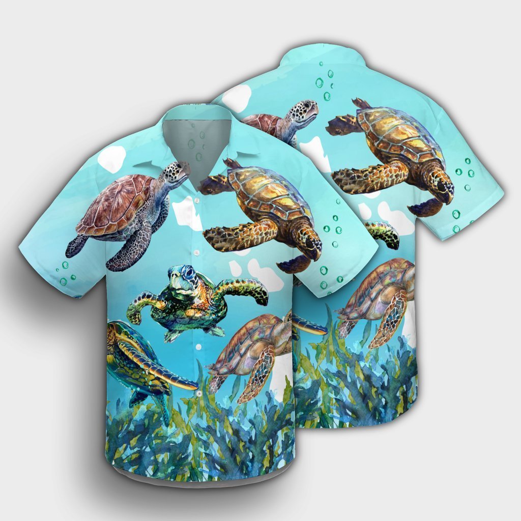 Hawaiian Map Sea Turtles Ocean Polynesian Hawaiian Shirt - AH