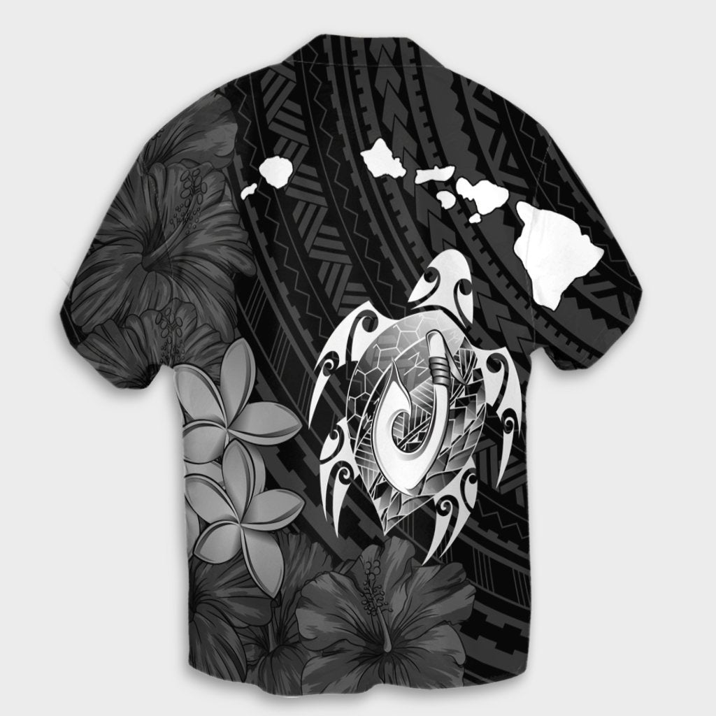 Hawaiian Map Turtle Plumeria Hibiscus Fish Hook Polynesian Hawaiian Shirt - AH