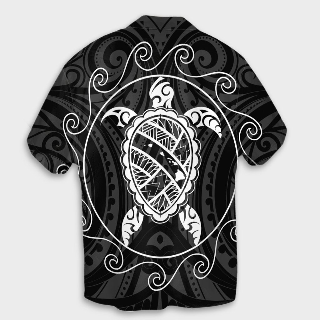 Hawaiian Map Turtle Wave Polynesian Hawaiian Shirt White - AH