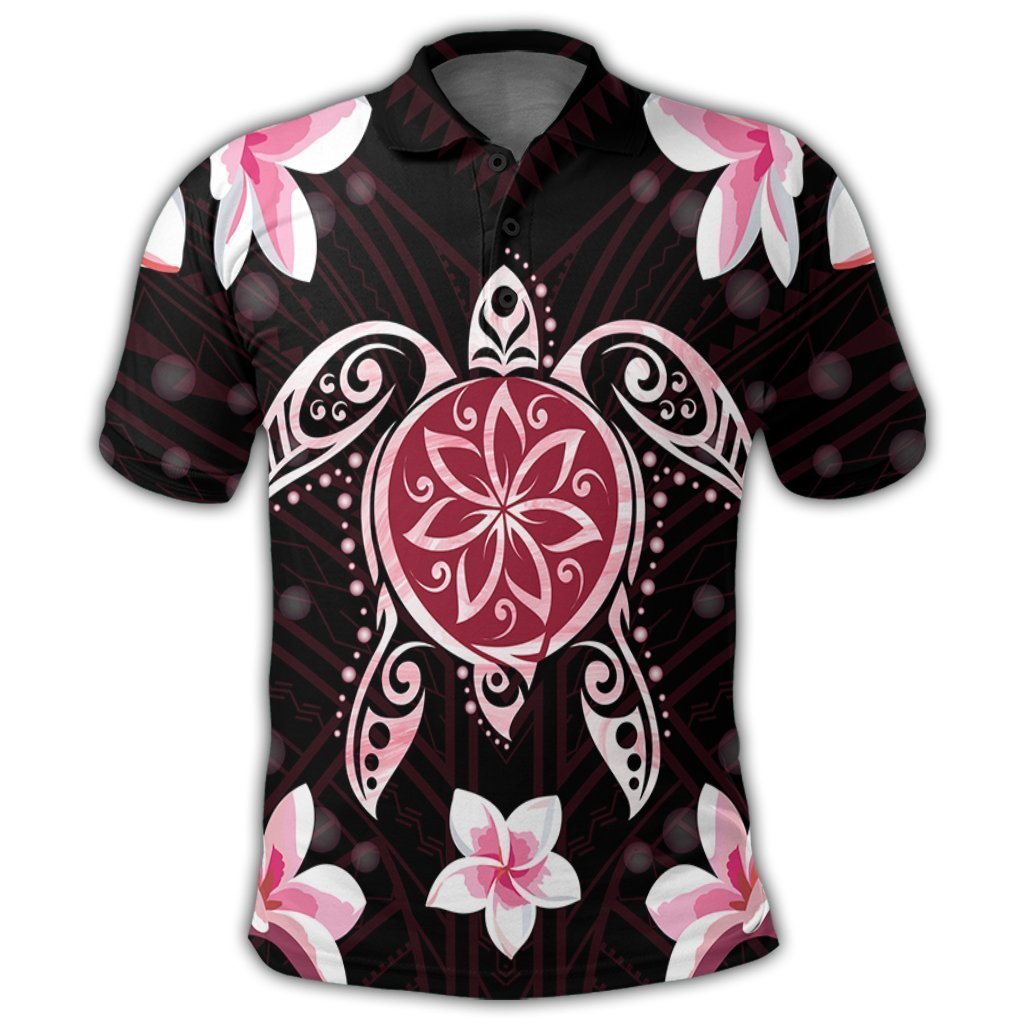 Hawaiian Pinky Turtle Plumeria Polo Shirt AH