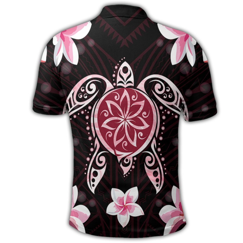 Hawaiian Pinky Turtle Plumeria Polo Shirt AH