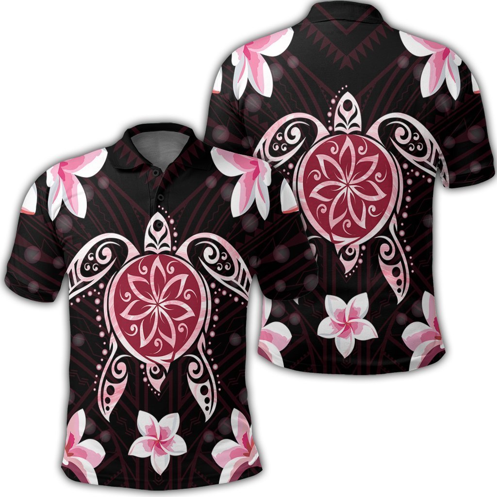 Hawaiian Pinky Turtle Plumeria Polo Shirt AH