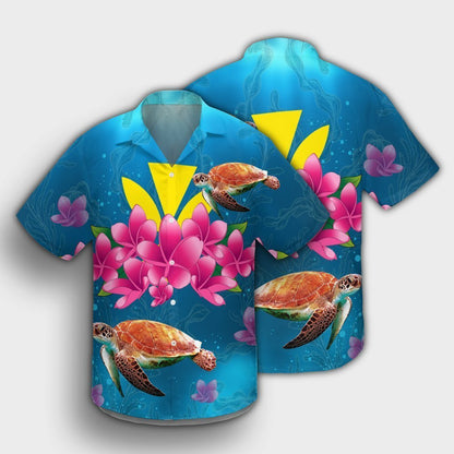 Hawaiian Plumeria Kanaka Turtle Sea Polynesian Hawaiian Shirt - AH