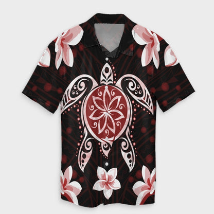 Hawaiian Reddie Turtle Plumeria Hawaiian Shirt AH