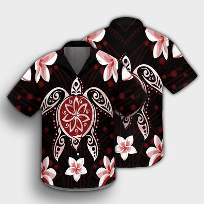 Hawaiian Reddie Turtle Plumeria Hawaiian Shirt AH