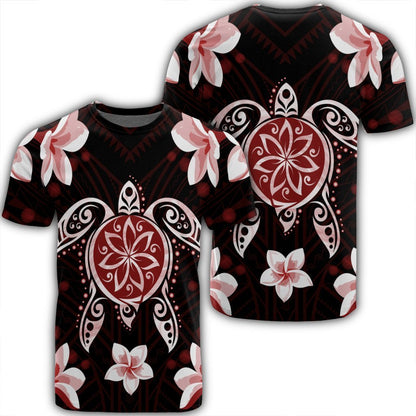 Hawaiian Reddie Turtle Plumeria T-Shirt AH