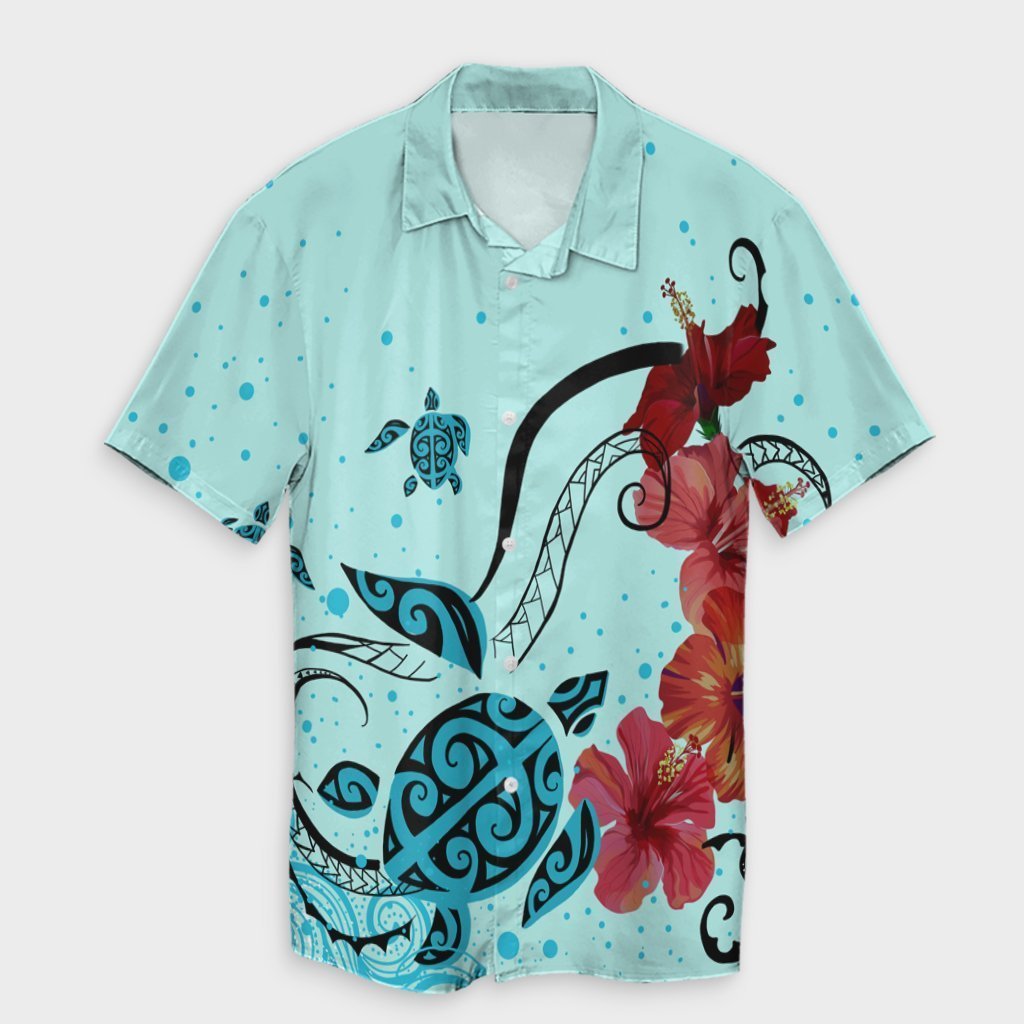 Hawaiian Sea Turtle Hibiscus Brilliant Polynesian Hawaiian Shirt - AH