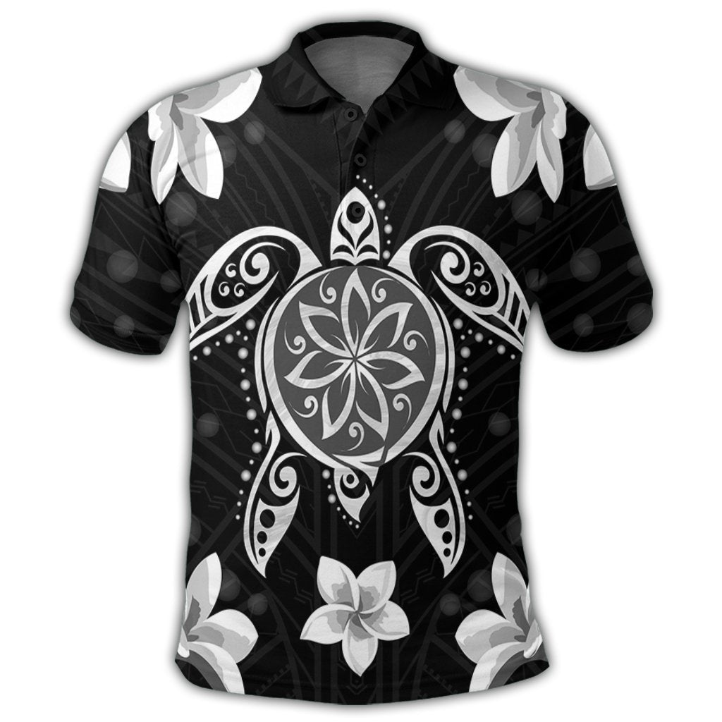 Hawaiian Silver Turtle Plumeria Polo Shirt AH